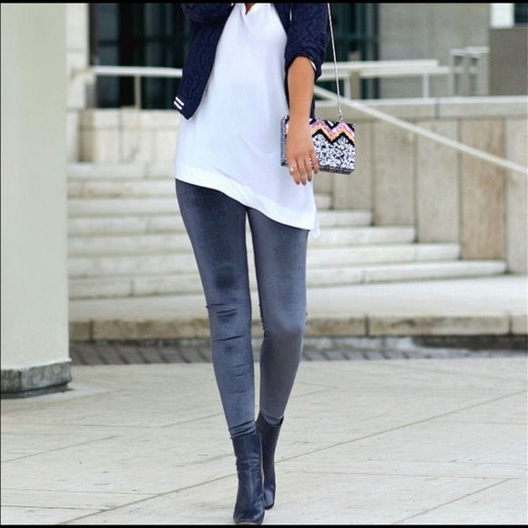 Zara Pants - Zara Collection Gray/Blue Velvet Leggings Size M